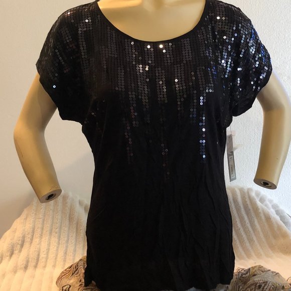 APT 9 SEQUIN TSHIRT NWT SIZE L PETITE - Picture 1 of 6